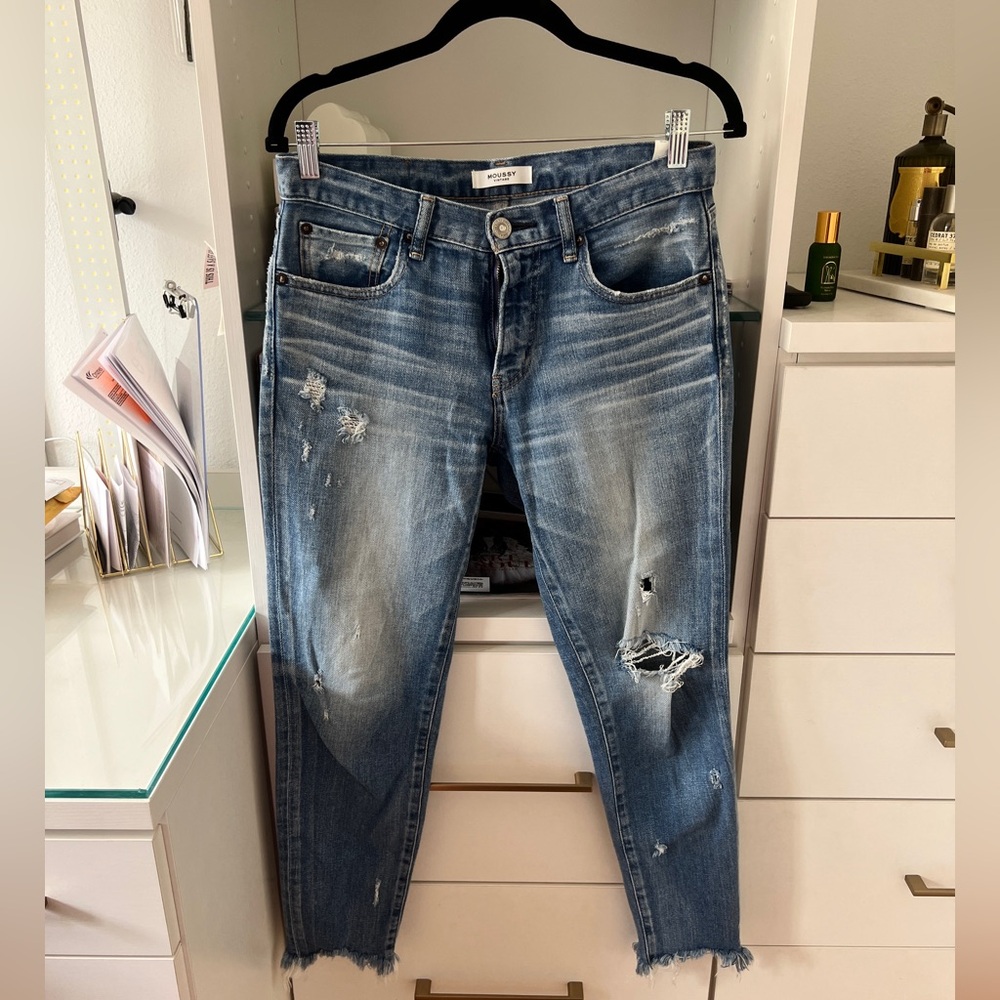 Moussy Faded Blue Cropped Jeans